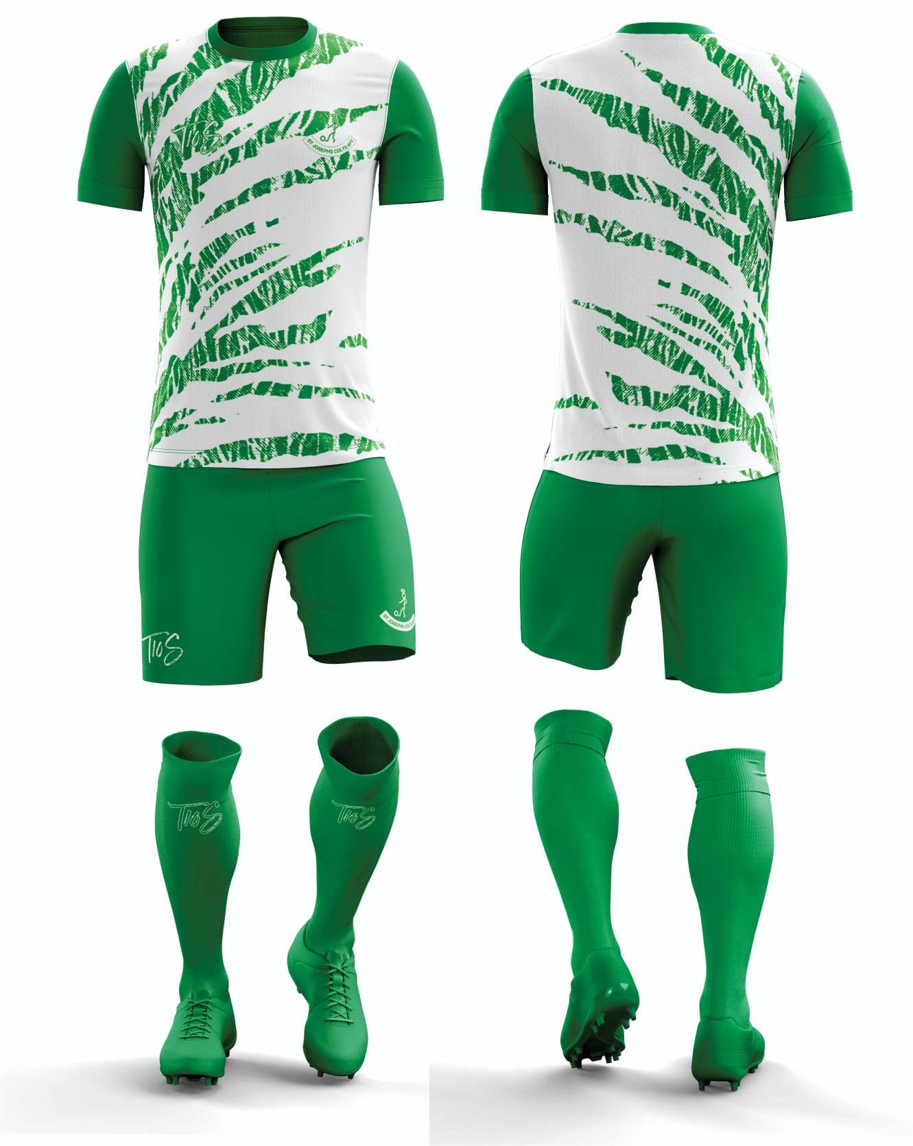 St Josephs White and Green Football Kit